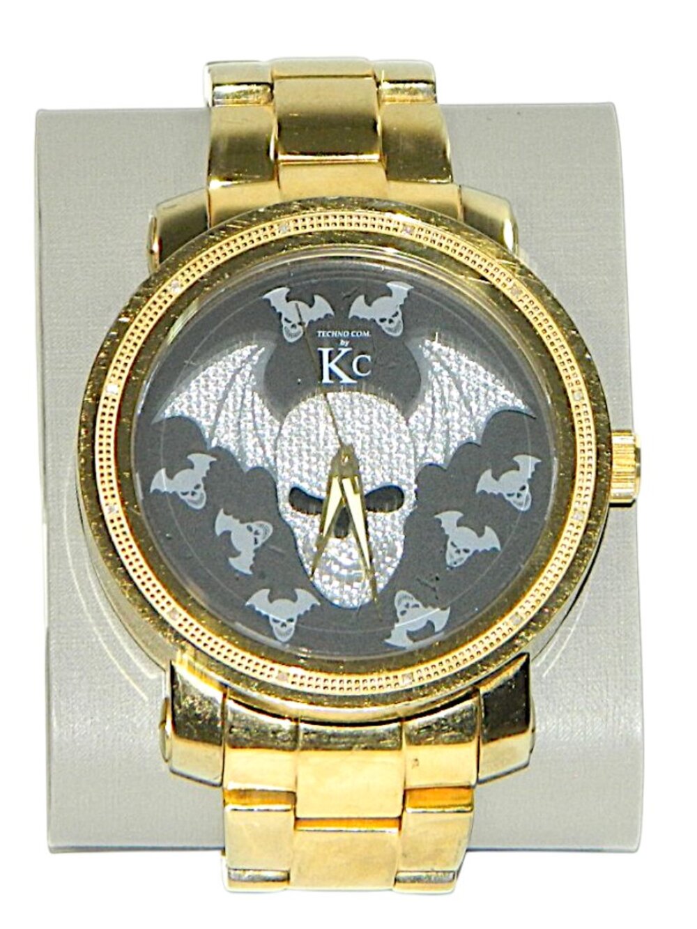 Technon Diamond Encrusted Skull Head Watch Bat Wings Halloween by KC 2015